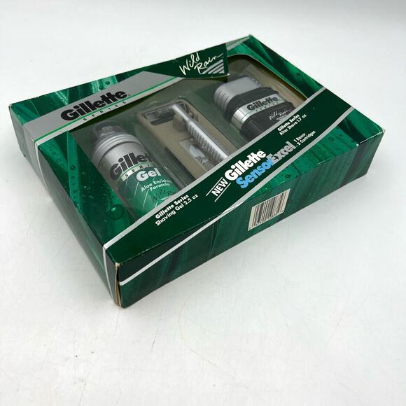 Gillette Men's Wild Rain Shaving Set 1993 Sensor Excel Razor, Gel, & After Shave - Picture 3 of 5